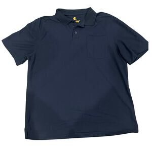 Carhartt Men’s Polo Collared Shirt, Short Sleeve, Size Large, Navy‎ Blue Classic